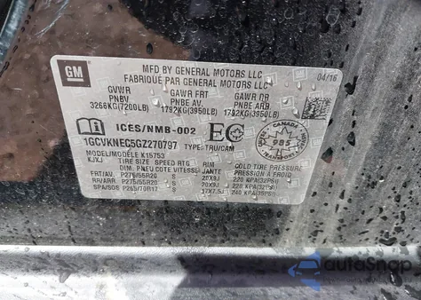 2016 Chevrolet Silverado 1500 Ls/Wt from USA, damaged, VIN 1GCVKNEC5GZ270797